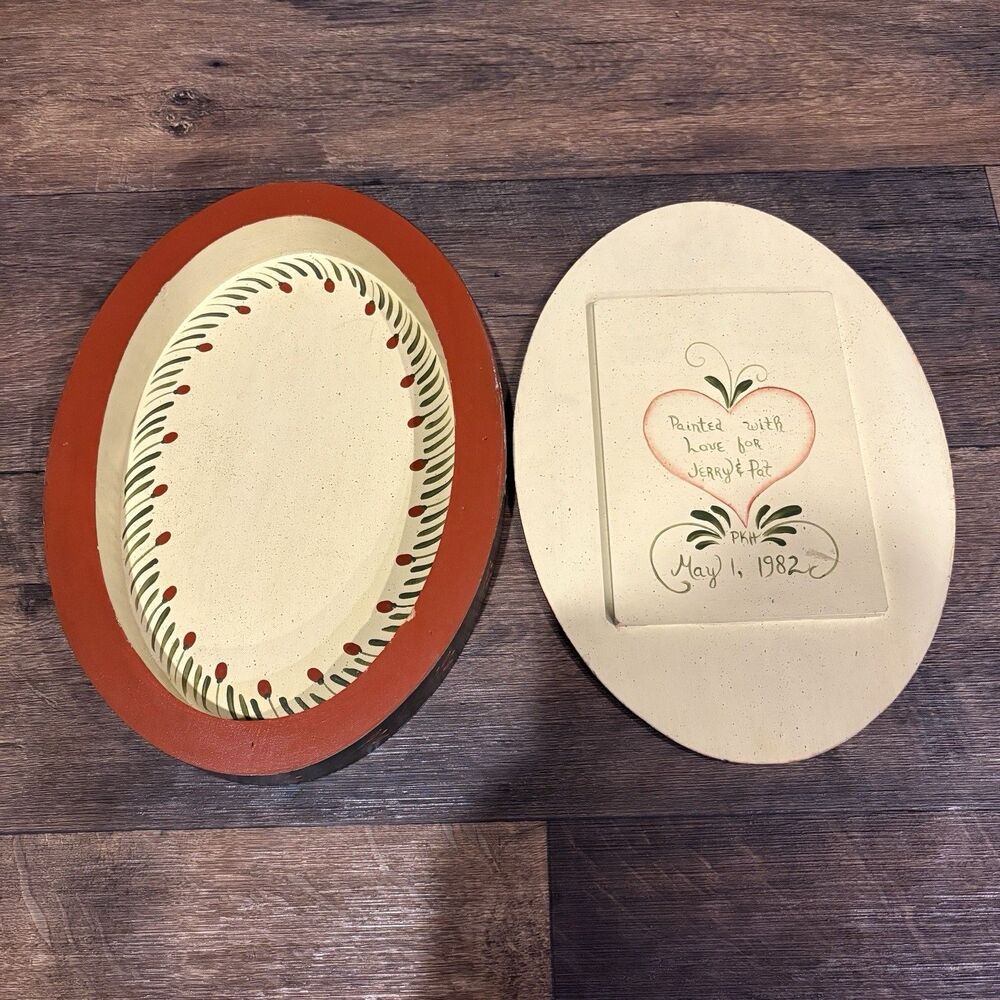 Hand-Painted Bentwood Folk Art Trinket Box Bride & Groom Wedding 1982 - Picture 3 of 11